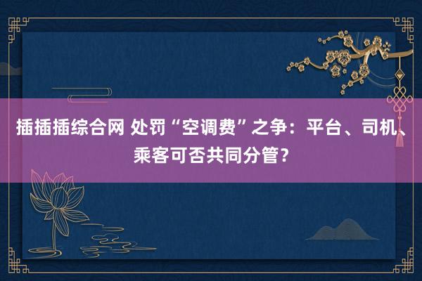 插插插综合网 处罚“空调费”之争：平台、司机、乘客可否共同分管？