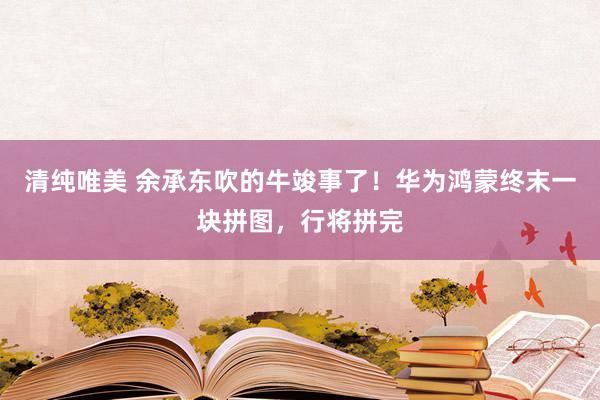 清纯唯美 余承东吹的牛竣事了！华为鸿蒙终末一块拼图，行将拼完