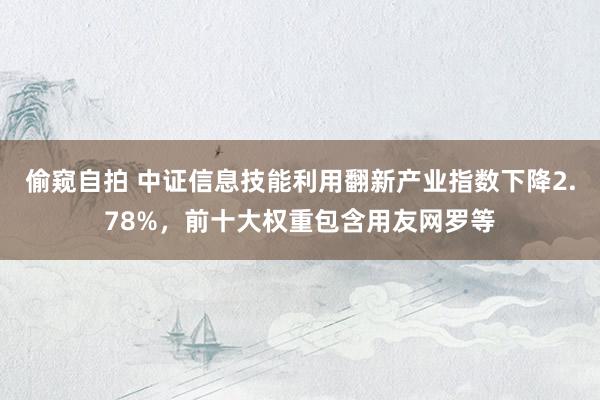 偷窥自拍 中证信息技能利用翻新产业指数下降2.78%，前十大权重包含用友网罗等