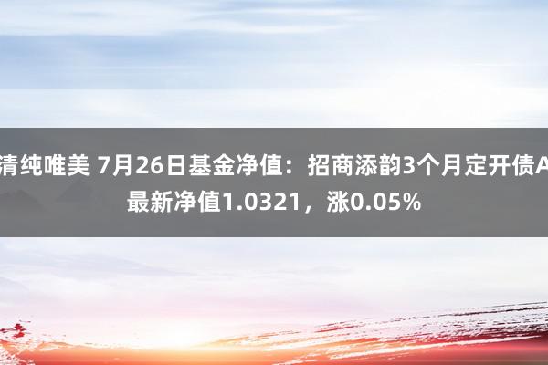 清纯唯美 7月26日基金净值：招商添韵3个月定开债A最新净值1.0321，涨0.05%