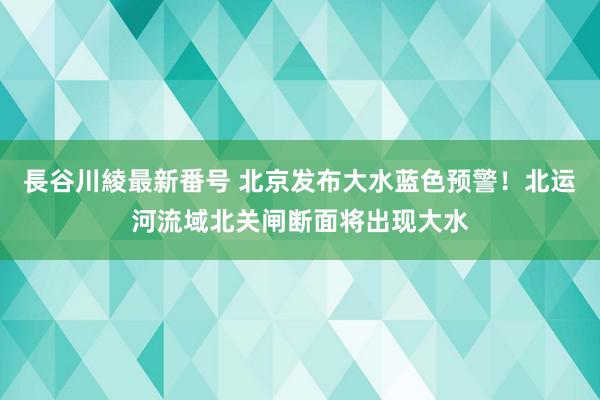 長谷川綾最新番号 北京发布大水蓝色预警！北运河流域北关闸断面将出现大水