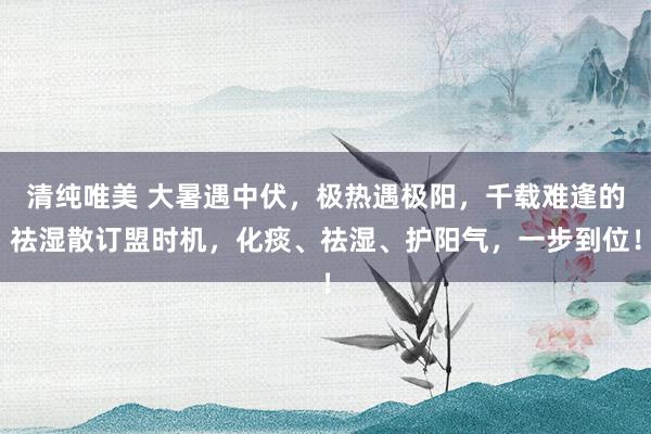 清纯唯美 大暑遇中伏，极热遇极阳，千载难逢的祛湿散订盟时机，化痰、祛湿、护阳气，一步到位！