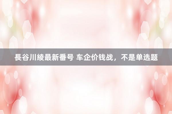 長谷川綾最新番号 车企价钱战，不是单选题