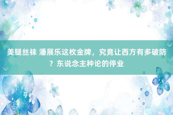 美腿丝袜 潘展乐这枚金牌，究竟让西方有多破防？东说念主种论的停业