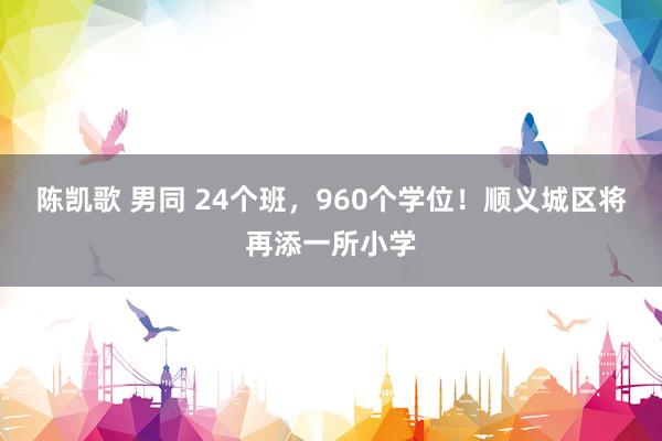 陈凯歌 男同 24个班，960个学位！顺义城区将再添一所小学