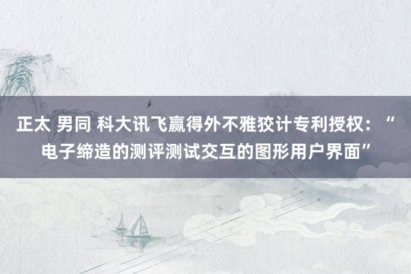 正太 男同 科大讯飞赢得外不雅狡计专利授权：“电子缔造的测评测试交互的图形用户界面”